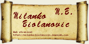 Milanko Biolanović vizit kartica
